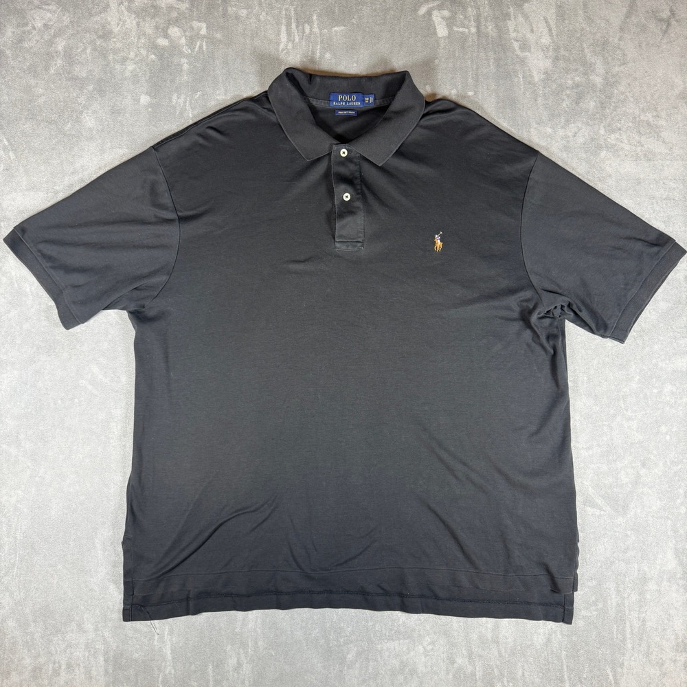 Polo Ralph Lauren Mens 2XB Big Black Pima Soft Touch Cotton Polo Shirt Excellent